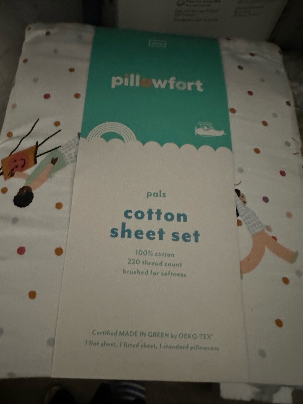 Pillowfort Multicolor Dot Cotton Sheet Set with Playful Figures